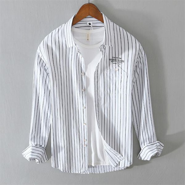 men's casual shirts striped for men 2021 spring and summer trend loose long sleeve shirt mens fashion clothing trends, White;black
men's casual shirts striped for men 2021 spring and summer trend loose long sleeve shirt mens fashion clothing trends, White;black