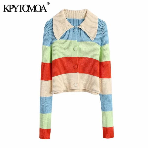 women's knits & tees kpytomoa women 2021 fashion striped crop knit cardigan sweater vintage long sleeve button-up female outerwear chic, White
women's knits & tees kpytomoa women 2021 fashion striped crop knit cardigan sweater vintage long sleeve button-up female outerwear chic, White