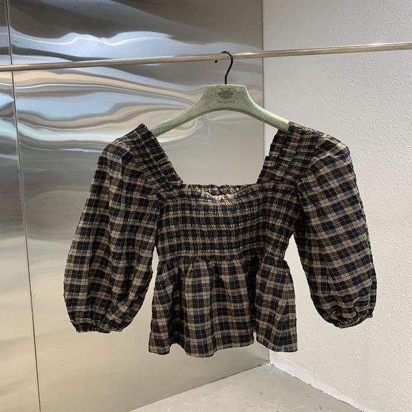 women's blouses & shirts spring straight 2021 and summer ganni seersucker elastic pleated top, White
women's blouses & shirts spring straight 2021 and summer ganni seersucker elastic pleated top, White