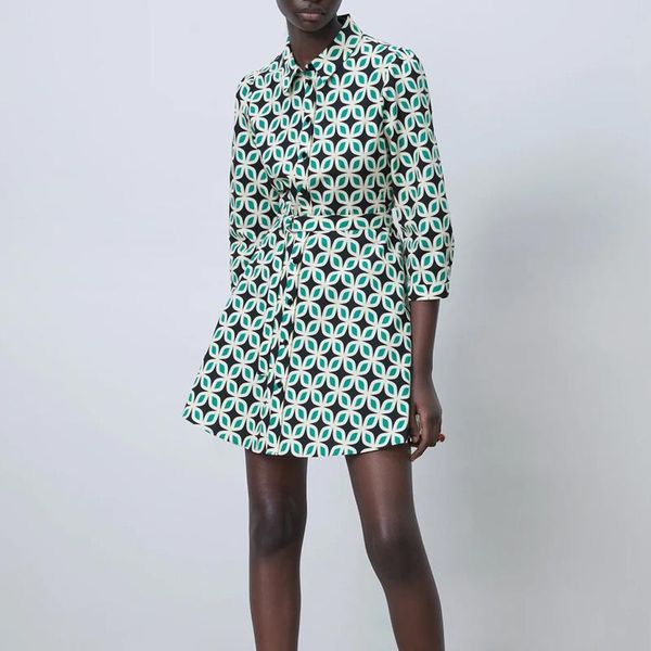 casual dresses nwomn spring dress 2021 green printed short women tied belt button up woman vintage shirt, Black;gray
casual dresses nwomn spring dress 2021 green printed short women tied belt button up woman vintage shirt, Black;gray