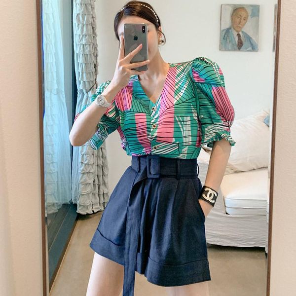 women's tracksuits arrival fashion sets for women office lady summer elegant temperament shorts and puff sleeve print shirt two piece, Gray
women's tracksuits arrival fashion sets for women office lady summer elegant temperament shorts and puff sleeve print shirt two piece, Gray