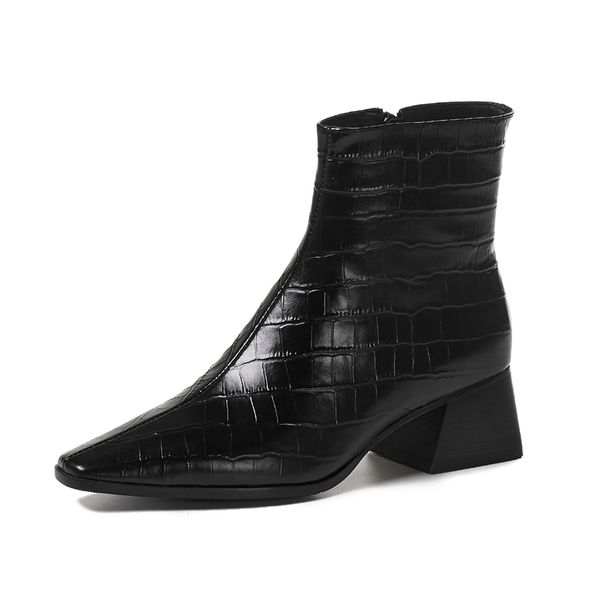 ins women ankle boots embossed stone grain sheepskin upper shoes autumn and winter ladies boots snake boots with back zip, Black
ins women ankle boots embossed stone grain sheepskin upper shoes autumn and winter ladies boots snake boots with back zip, Black