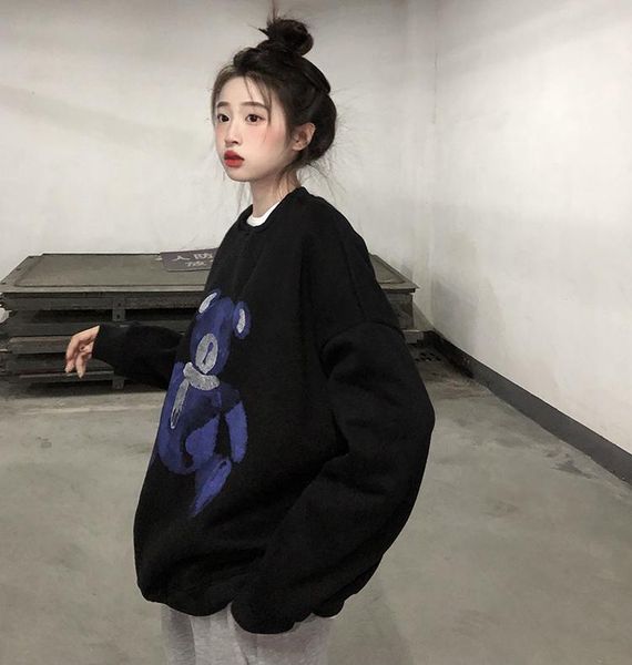 women's hoodies & sweatshirts 4849 fall/winter 2021 dark bear print bf wind loose hoodless thick women, Black
women's hoodies & sweatshirts 4849 fall/winter 2021 dark bear print bf wind loose hoodless thick women, Black