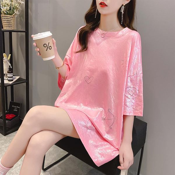 women's t-shirt #0669 pink purple beige long t shirt women o neck shinny womens tee shirts casual loose korean style female summer 2021, White
women's t-shirt #0669 pink purple beige long t shirt women o neck shinny womens tee shirts casual loose korean style female summer 2021, White