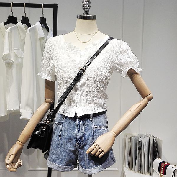 2021 summer new sweet white shirt for women french style fashion blouse short slimming solid colour all-match simple blusas
2021 summer new sweet white shirt for women french style fashion blouse short slimming solid colour all-match simple blusas