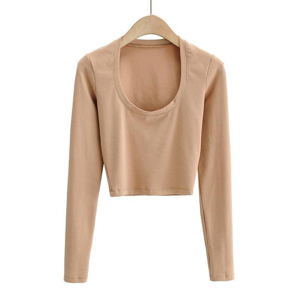 women's t-shirt 2021 women autumn winter long sleeve solid u-neck woman t-shirts tight short cotton for streetwear, White
women's t-shirt 2021 women autumn winter long sleeve solid u-neck woman t-shirts tight short cotton for streetwear, White