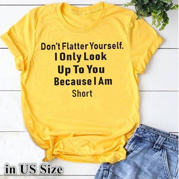 women's t-shirt don't flatter yourself fashion letter print tee shirt for women summer casual cotton t shirts girls, White
women's t-shirt don't flatter yourself fashion letter print tee shirt for women summer casual cotton t shirts girls, White
