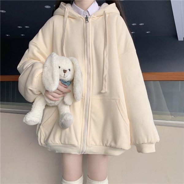 wool new female coat tide in autumn winter plus velvet student color version sweater reix, White;black
wool new female coat tide in autumn winter plus velvet student color version sweater reix, White;black