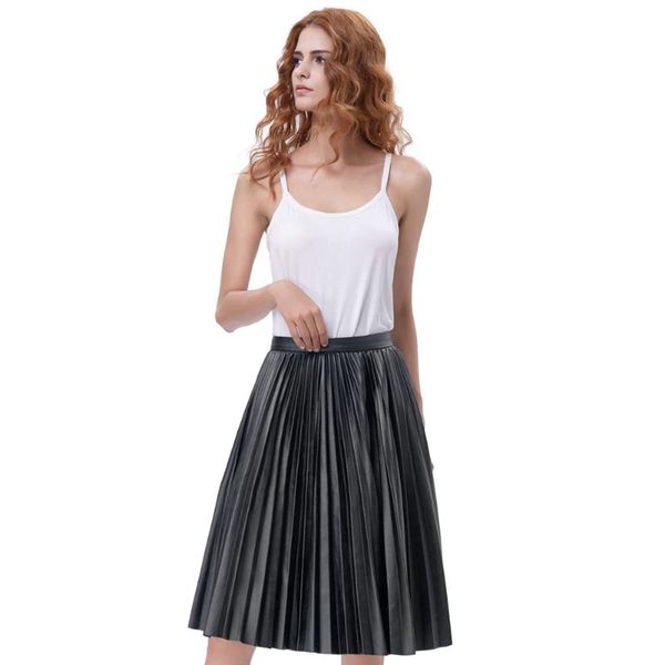 skirts women faux leather skirt retro pleated flared a-line knee length stretchy high waist solid color skater mid-calf, Black
skirts women faux leather skirt retro pleated flared a-line knee length stretchy high waist solid color skater mid-calf, Black