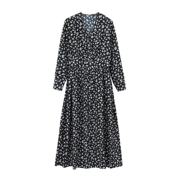 casual dresses elfstyle women vintage french style floral printed v neck long dress - fall 2021 female button front, Black;gray
casual dresses elfstyle women vintage french style floral printed v neck long dress - fall 2021 female button front, Black;gray