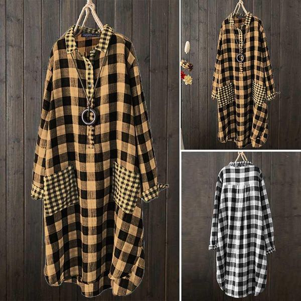 zanzea fashion ladies autumn turn down collar shirt dress female vintage plaid midi vestidos casual full sleeves robe oversized, Black;gray
zanzea fashion ladies autumn turn down collar shirt dress female vintage plaid midi vestidos casual full sleeves robe oversized, Black;gray