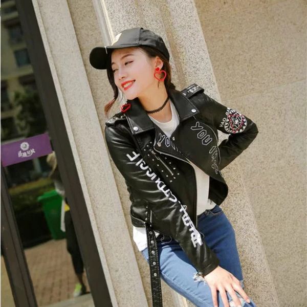 2021 new womens letter print embroidery faux soft leather jacket coat turn-down collar casual pu motorcycle black punk outerwear c07603b x4v
2021 new womens letter print embroidery faux soft leather jacket coat turn-down collar casual pu motorcycle black punk outerwear c07603b x4v