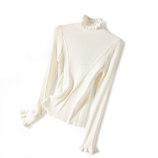 2021 new ruffled collar sweater women simple white black long sleeve slim early autumn jumper mipa
2021 new ruffled collar sweater women simple white black long sleeve slim early autumn jumper mipa