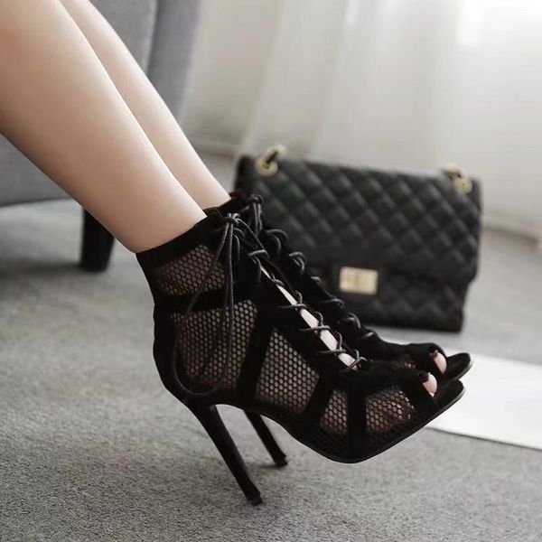 sandals 2022 fashion black summer lace up cross-tied peep toe high heel ankle strap net surface hollow out
sandals 2022 fashion black summer lace up cross-tied peep toe high heel ankle strap net surface hollow out
