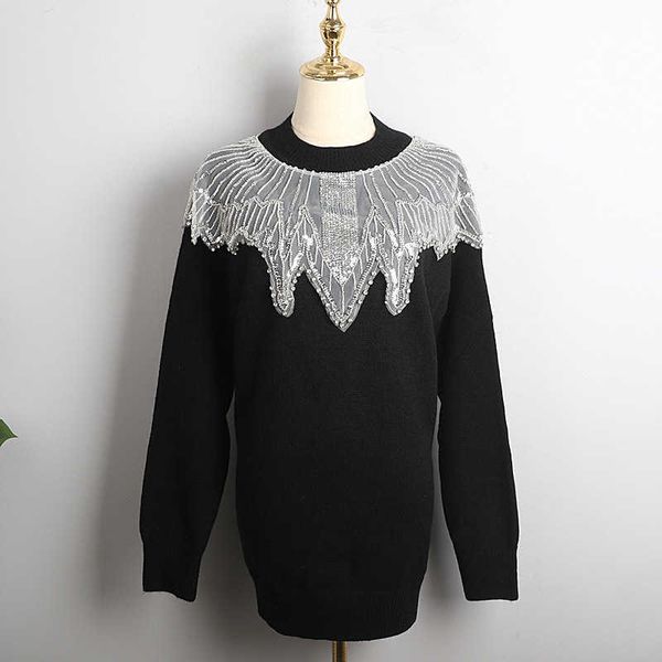 women's sweaters winter mid-length women luxury diamond mesh stitching loose casual o-neck high-quality knitted pullover l45o, White;black
women's sweaters winter mid-length women luxury diamond mesh stitching loose casual o-neck high-quality knitted pullover l45o, White;black
