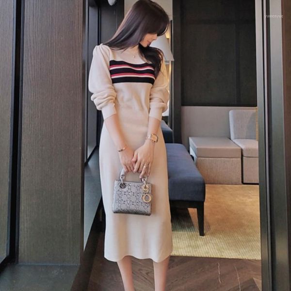 casual dresses korea autumn knitted dress women's o-neck ladies striped patchwork long sleeve vintage sweater robe, Black;gray
casual dresses korea autumn knitted dress women's o-neck ladies striped patchwork long sleeve vintage sweater robe, Black;gray