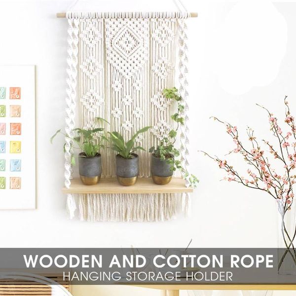 other home decor 50x70cm bohemian wooden handmade macrame wall hanging rope shelf floating plant rack stand tapestry ornament
other home decor 50x70cm bohemian wooden handmade macrame wall hanging rope shelf floating plant rack stand tapestry ornament