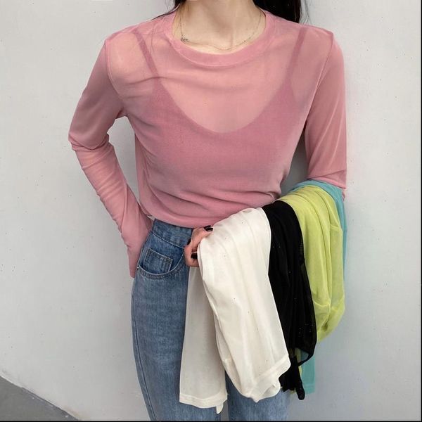 thin long sleeved bottoming sunscreen t shirt women 2021 elegant korean style mesh base shirt female ice silk tshirt, White
thin long sleeved bottoming sunscreen t shirt women 2021 elegant korean style mesh base shirt female ice silk tshirt, White