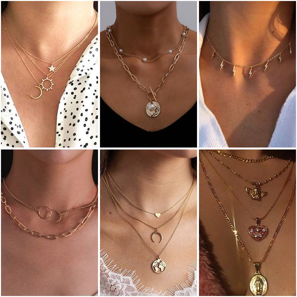 gold chain necklace s for women gold color geometric pendant necklaces boho star heart moon maxi statement party jewelry, Silver
gold chain necklace s for women gold color geometric pendant necklaces boho star heart moon maxi statement party jewelry, Silver