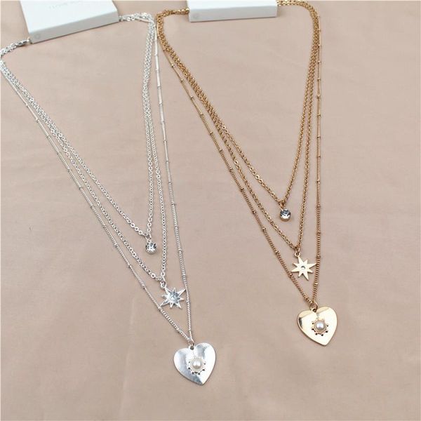 chokers fashion multi layers simple chain artificial pearl heart crystal star choker necklace for women sweater jewelry party gift, Golden;silver
chokers fashion multi layers simple chain artificial pearl heart crystal star choker necklace for women sweater jewelry party gift, Golden;silver