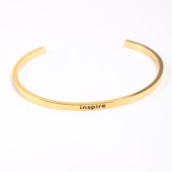 bangle inspirational quotes metal engraved bracelet fashion jewelry gifts for friends, Black