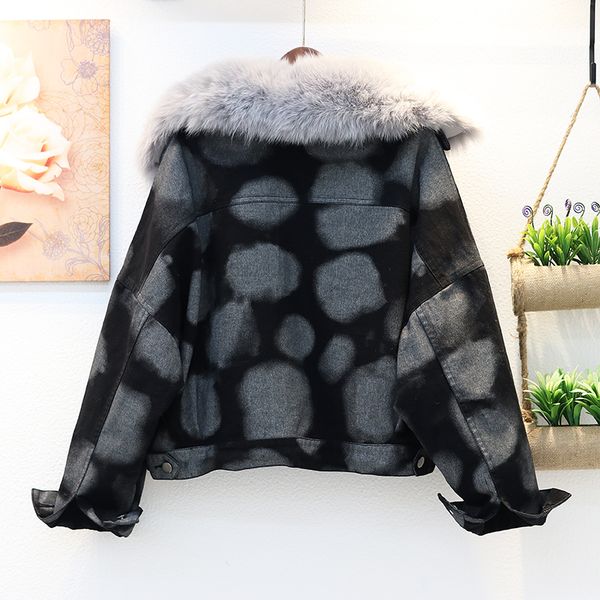 2021 winter thick warm fox collar natural rabbit fur lined denim coat women tie dye jeans jacket loose black outwear female 1ib8, Black;brown
2021 winter thick warm fox collar natural rabbit fur lined denim coat women tie dye jeans jacket loose black outwear female 1ib8, Black;brown