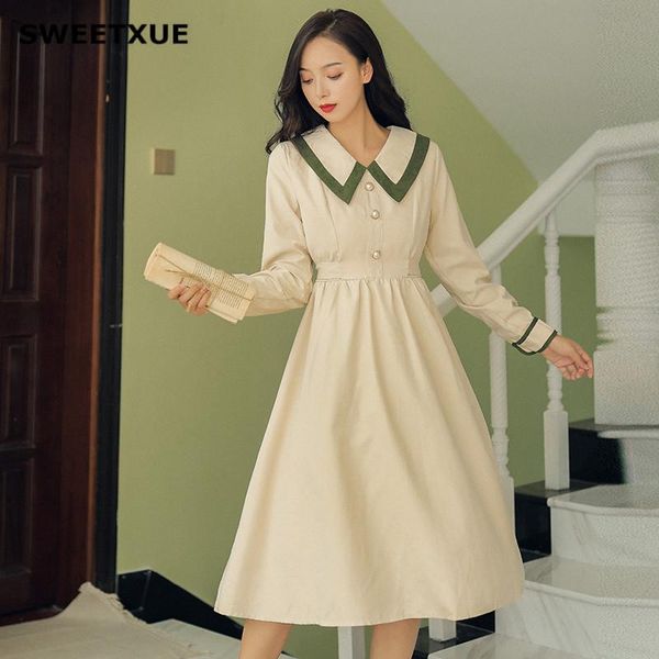 casual dresses sweetxue vintage autumn dress turn-down collar loose preppy style women patchwork buttons vestidos, Black;gray
casual dresses sweetxue vintage autumn dress turn-down collar loose preppy style women patchwork buttons vestidos, Black;gray
