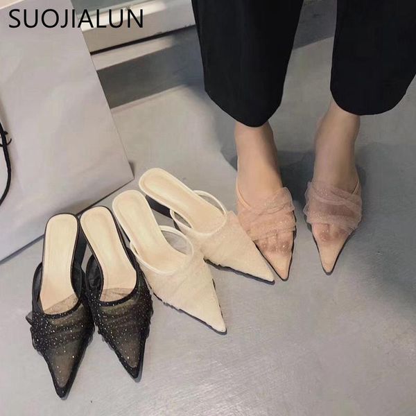slippers suojialun women mules sandal fashion dot mesh pointed toe thin low heeled slides slip on casual summer, Black
slippers suojialun women mules sandal fashion dot mesh pointed toe thin low heeled slides slip on casual summer, Black