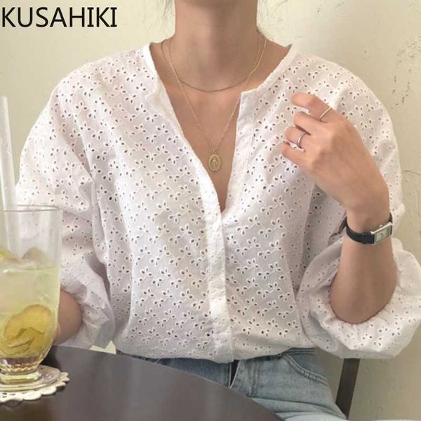korean hook hollow-out women shirts causal puff sleeve o-neck blouse blusas mujer de moda 6g898 210603, White
korean hook hollow-out women shirts causal puff sleeve o-neck blouse blusas mujer de moda 6g898 210603, White