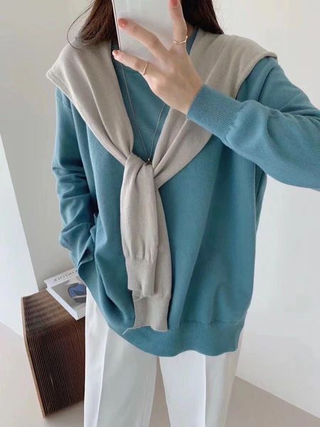 2021 fall new solid oneck loose knit pullover + contrast shawl two piece casual all match sweater women dzch, White;black
2021 fall new solid oneck loose knit pullover + contrast shawl two piece casual all match sweater women dzch, White;black