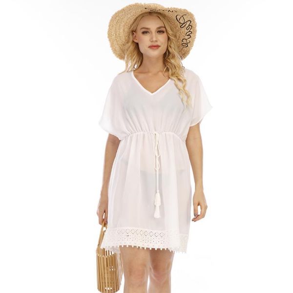 women's swimwear summer lace swimming cover up see through look hollow beach dress loose comfortable bikini swimsuit, White;black
women's swimwear summer lace swimming cover up see through look hollow beach dress loose comfortable bikini swimsuit, White;black