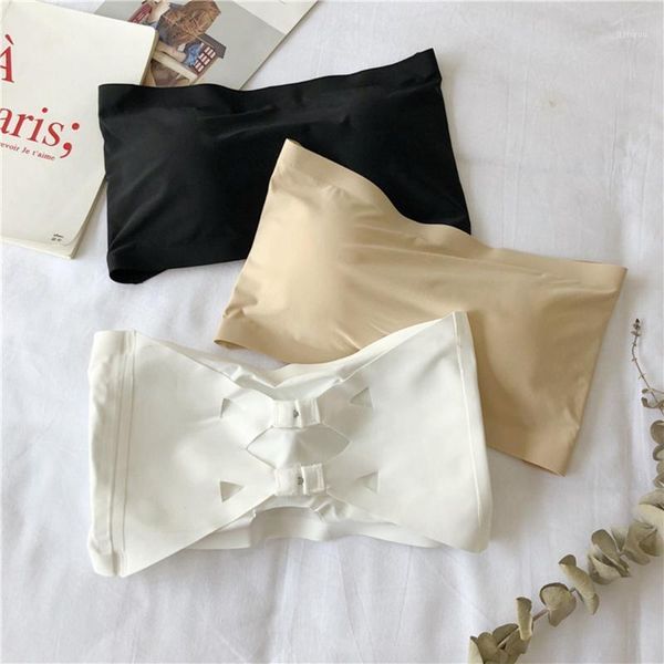 women ice silk seamless solid tube strapless removable padded bandeau hollow cross back hook eye wrapped bralette bustiers & corsets, Black;white
women ice silk seamless solid tube strapless removable padded bandeau hollow cross back hook eye wrapped bralette bustiers & corsets, Black;white