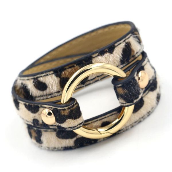 fashion bracelet brown multi-layer 3-ring alloy ring leopard horse hair poly urethane leather bracelet female jllkon 
fashion bracelet brown multi-layer 3-ring alloy ring leopard horse hair poly urethane leather bracelet female jllkon