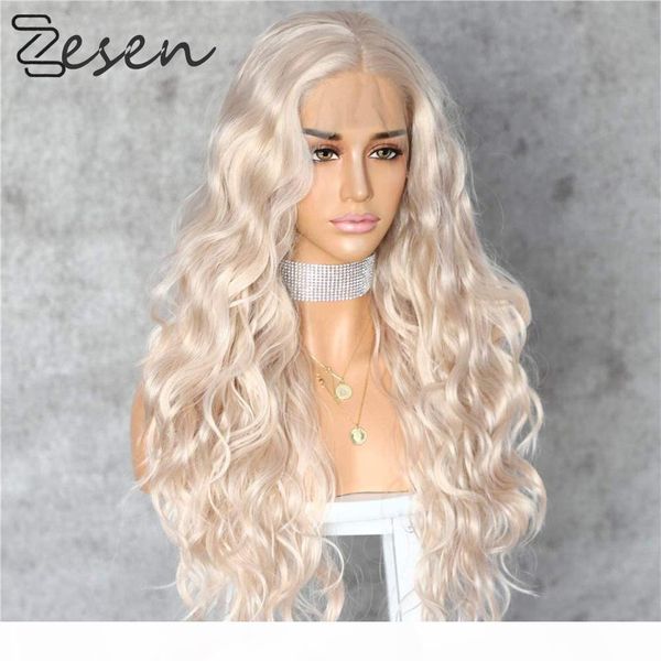 zesen platinum blonde wig with natural hairline synthetic 13*4 lace front wig glueless heat resistant pink wigs for women, Black 
zesen platinum blonde wig with natural hairline synthetic 13*4 lace front wig glueless heat resistant pink wigs for women, Black