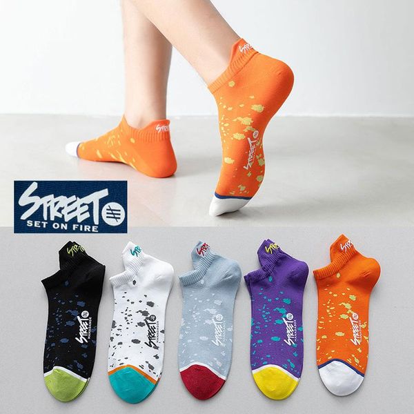 men's socks summer fashion sports personality graffiti trend ankle comfortable breathable cotton shallow mouth, Black
men's socks summer fashion sports personality graffiti trend ankle comfortable breathable cotton shallow mouth, Black