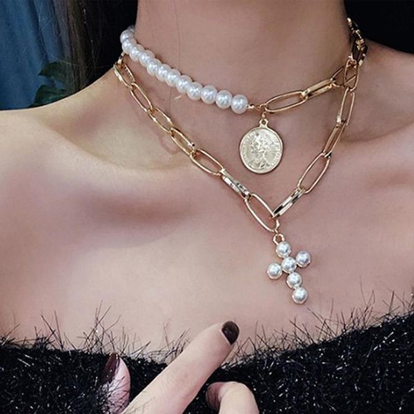 pendant necklaces necklace 2021 cross boho double layer pearl chains for women jewelry wholesale collares, Silver
pendant necklaces necklace 2021 cross boho double layer pearl chains for women jewelry wholesale collares, Silver