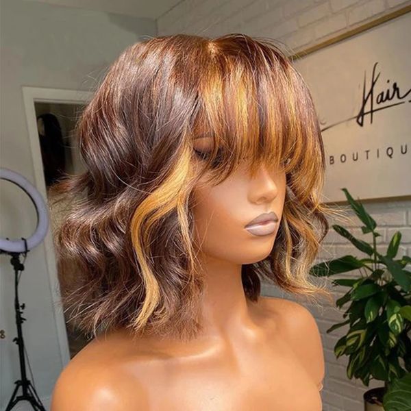 ombre dark blonde bod body wave 360 hd lace frontal wigs with bangs chocolate brown remy human hair wavy 200density fringe wigs, Black
ombre dark blonde bod body wave 360 hd lace frontal wigs with bangs chocolate brown remy human hair wavy 200density fringe wigs, Black