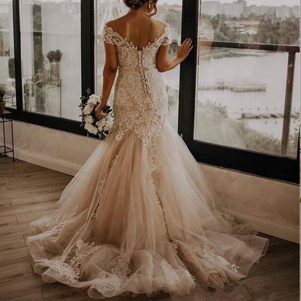 off shoulder mermaid wedding dress 2021 lace appliques up back plus size bridal gowns bride dress vestido de noiva, White
off shoulder mermaid wedding dress 2021 lace appliques up back plus size bridal gowns bride dress vestido de noiva, White