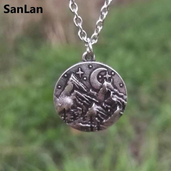 pendant necklaces sanlan starry night jewelry nature mountain mountains moon landscape, climber gift, Silver
pendant necklaces sanlan starry night jewelry nature mountain mountains moon landscape, climber gift, Silver