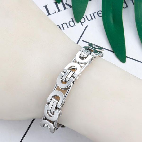 link, chain byzantium bracelet men stainless steel charm on hand link gift for accessories hip hop jewelry, Black
link, chain byzantium bracelet men stainless steel charm on hand link gift for accessories hip hop jewelry, Black