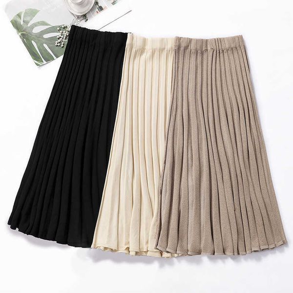 two piece dress vertical striped knitted women sweater skirt elastic band pleated midi skirts chic high waist a-line female qjs6, White
two piece dress vertical striped knitted women sweater skirt elastic band pleated midi skirts chic high waist a-line female qjs6, White