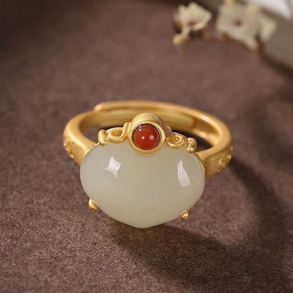 cluster rings original s925 sterling silver gilding jade ancient royal court temperament personality peach lady opening ring, Golden;silver
cluster rings original s925 sterling silver gilding jade ancient royal court temperament personality peach lady opening ring, Golden;silver