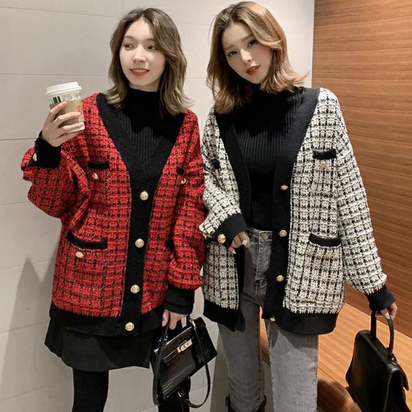 new spring fall 2021 korean style knit oversized green black button up plaid cardigan women long sleeve knitted sweater c98 30nx, White;black
new spring fall 2021 korean style knit oversized green black button up plaid cardigan women long sleeve knitted sweater c98 30nx, White;black