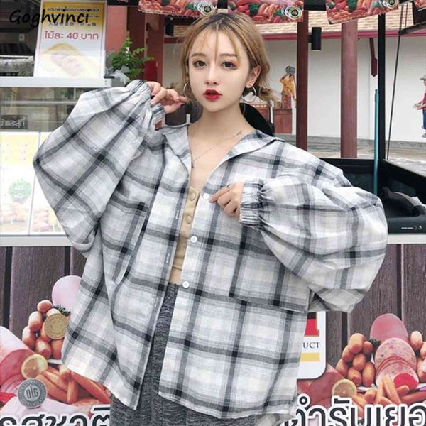 spring lantern sleeve turn down women shirt collar plaid casual sunproof chic loose korean style all match outwear, White
spring lantern sleeve turn down women shirt collar plaid casual sunproof chic loose korean style all match outwear, White