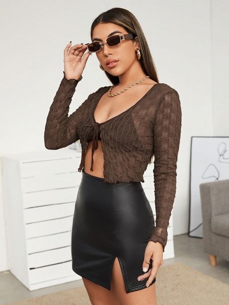 tie front textured without bra p6pk#, White
tie front textured without bra p6pk#, White