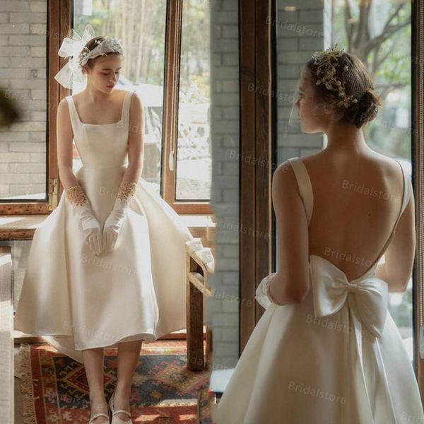 gothic boho wedding dresses 2021 square neck a line short beach wedding dresses satin backless tea length country wedding dress, White
gothic boho wedding dresses 2021 square neck a line short beach wedding dresses satin backless tea length country wedding dress, White