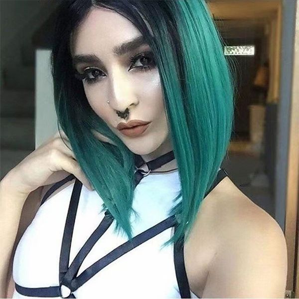 lx brand 12inch 180%density ombre greenshort bob straight synthetic lace front wig for women with baby hair heat resistant fiber hair wigfac, Black
lx brand 12inch 180%density ombre greenshort bob straight synthetic lace front wig for women with baby hair heat resistant fiber hair wigfac, Black