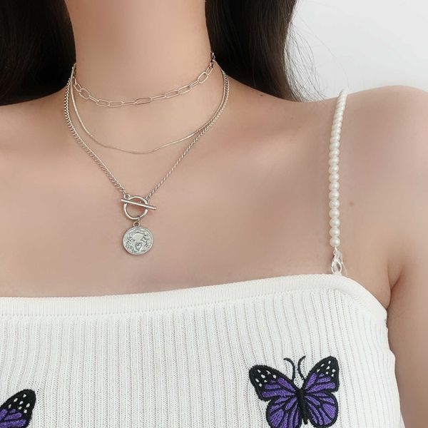 1805 head coin necklace women's summer multi-layer design clavicle chain 2021 necklace, Silver
1805 head coin necklace women's summer multi-layer design clavicle chain 2021 necklace, Silver