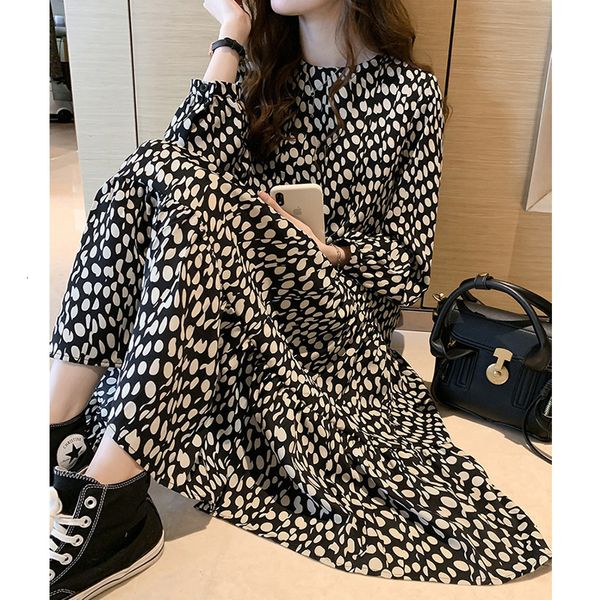 chiffon polka dot women's 2021 spring and autumn new loose slimming french retro girl's bottoming skirt fashion 0cq9, Black;gray 
chiffon polka dot women's 2021 spring and autumn new loose slimming french retro girl's bottoming skirt fashion 0cq9, Black;gray