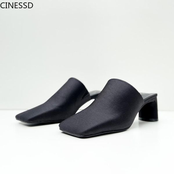 slippers 2021 fashion luxury sandals women summer outdoor wear thick heel square toe silk high woman shoes mueller half, Black
slippers 2021 fashion luxury sandals women summer outdoor wear thick heel square toe silk high woman shoes mueller half, Black